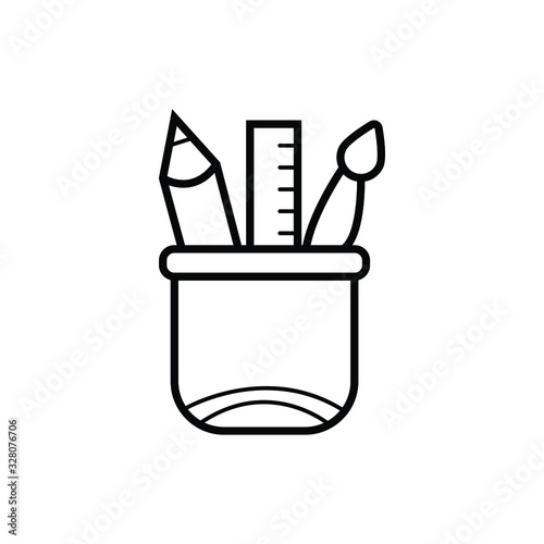 Pencil stand, stationery icon vector