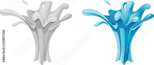Water and Milk Splash, simple gradients used, refreshing beverage set