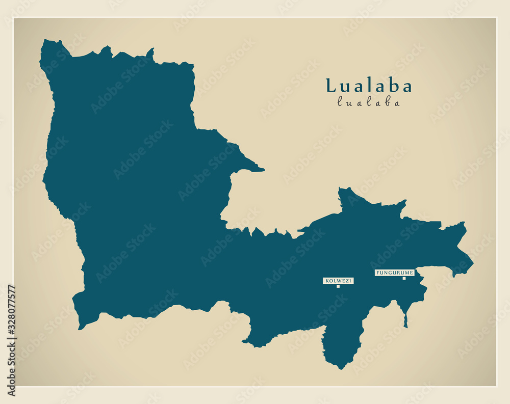 Modern Map - Lualaba province map of DR Congo
