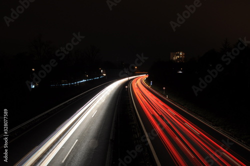 Autobahnbrücke bei Nacht Langzeitbelichtung - Bridge over highway at night long time exposure II