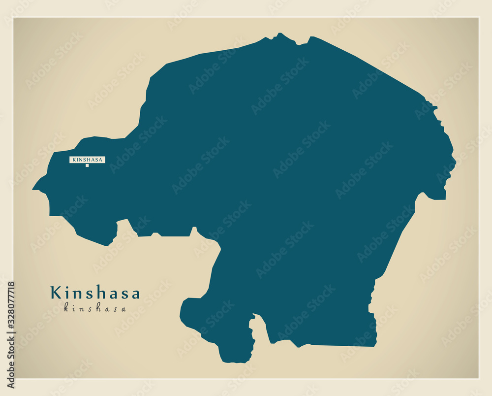 Modern Map - Kinshasa province map of DR Congo