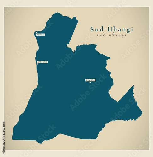 Modern Map - Sud-Ubangi province map of DR Congo photo
