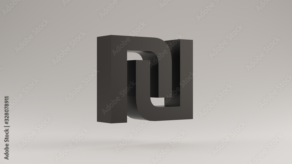 Fototapeta premium Black Israeli Shekel Sign 3d illustration 3d render