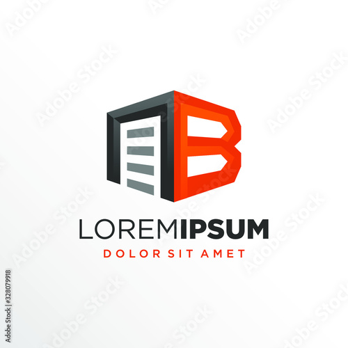 Initial Letter B Garage Door Logo Design