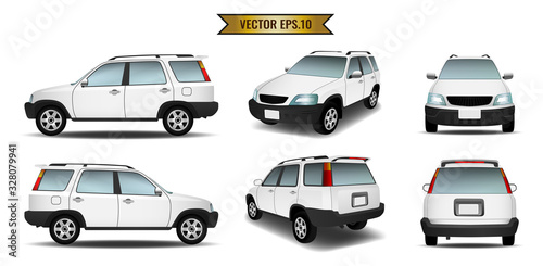 Car white isolate on the background. Ready to apply to your design. Vector illustration.