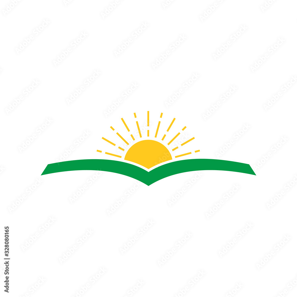sun and land book shape natural biology education symbol logo vector sun and land book shape natural biology education symbol logo vector