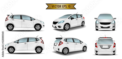 Car white isolate on the background. Ready to apply to your design. Vector illustration.