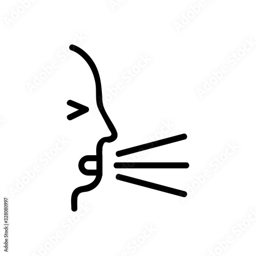cough icon vector. Thin line sign. Isolated contour symbol illustration