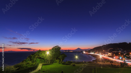 Obraz na płótnie kamakura inamura night view