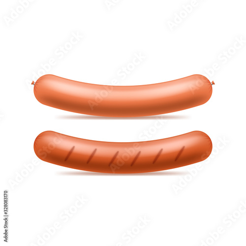 Realistic 3d Detailed Sausages Meat Set. Vector