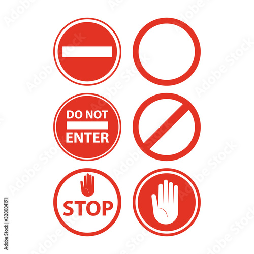 Free Download Cartoon Round Red Stop Signs Icon Set Different Type. Vector - GFXLoad