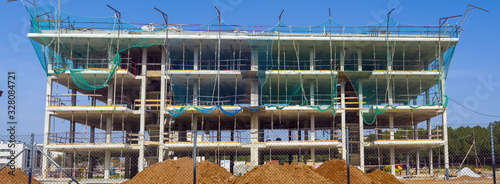 Panoramic view of a building while is building