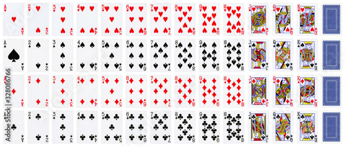 Full set of playing cards isolated on white background - High quality.