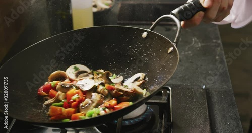 Chef cooking vegetables