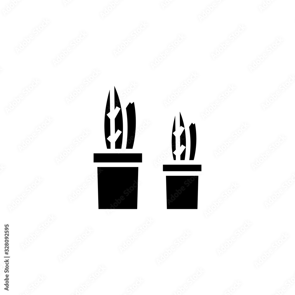 Office cactus black icon, concept illustration, vector flat symbol, glyph sign.