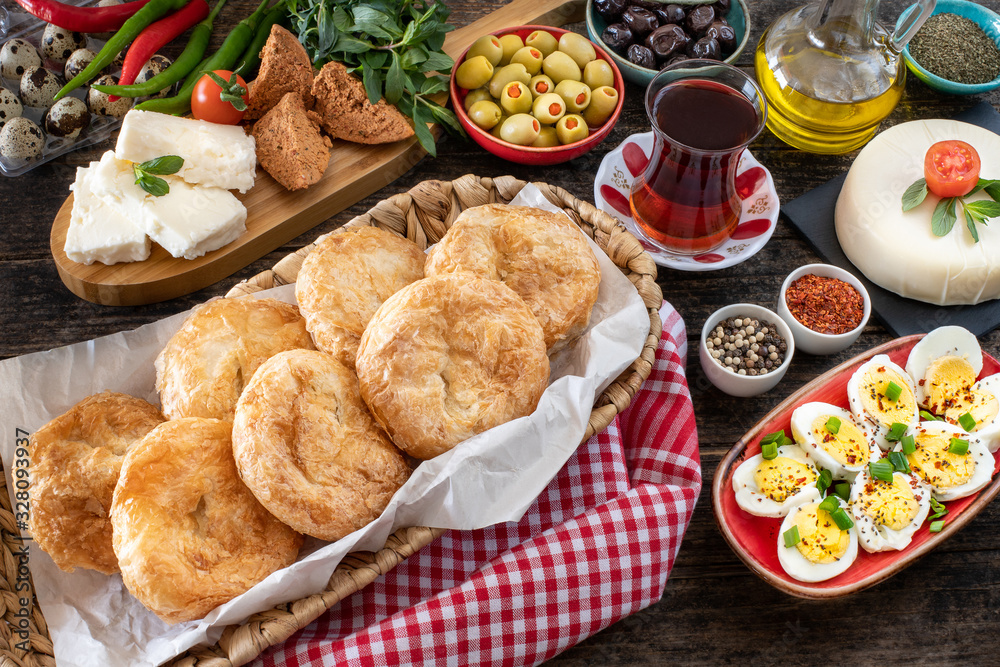 Turkish food boyoz . Breakfast table with boyoz. Turkish food boyoz . Breakfast table with boyoz.