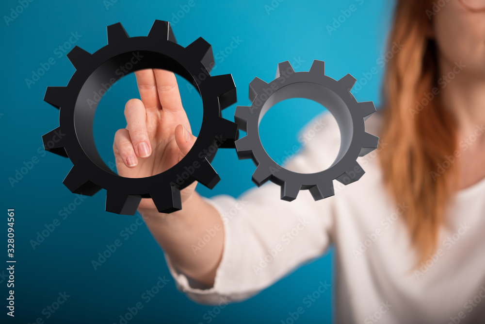 Business, Internet and technology concept. Business select gear icon on virtual screen. Business, Internet and technology concept. Business select gear icon on virtual screen.