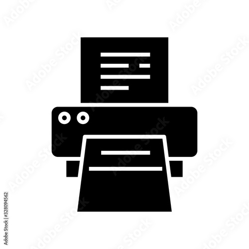 Printer black icon, concept illustration, vector flat symbol, glyph sign.