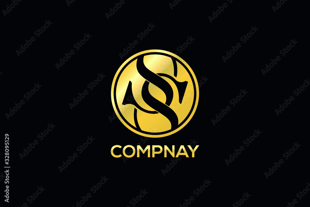 SS initial luxury royal golden round logo design