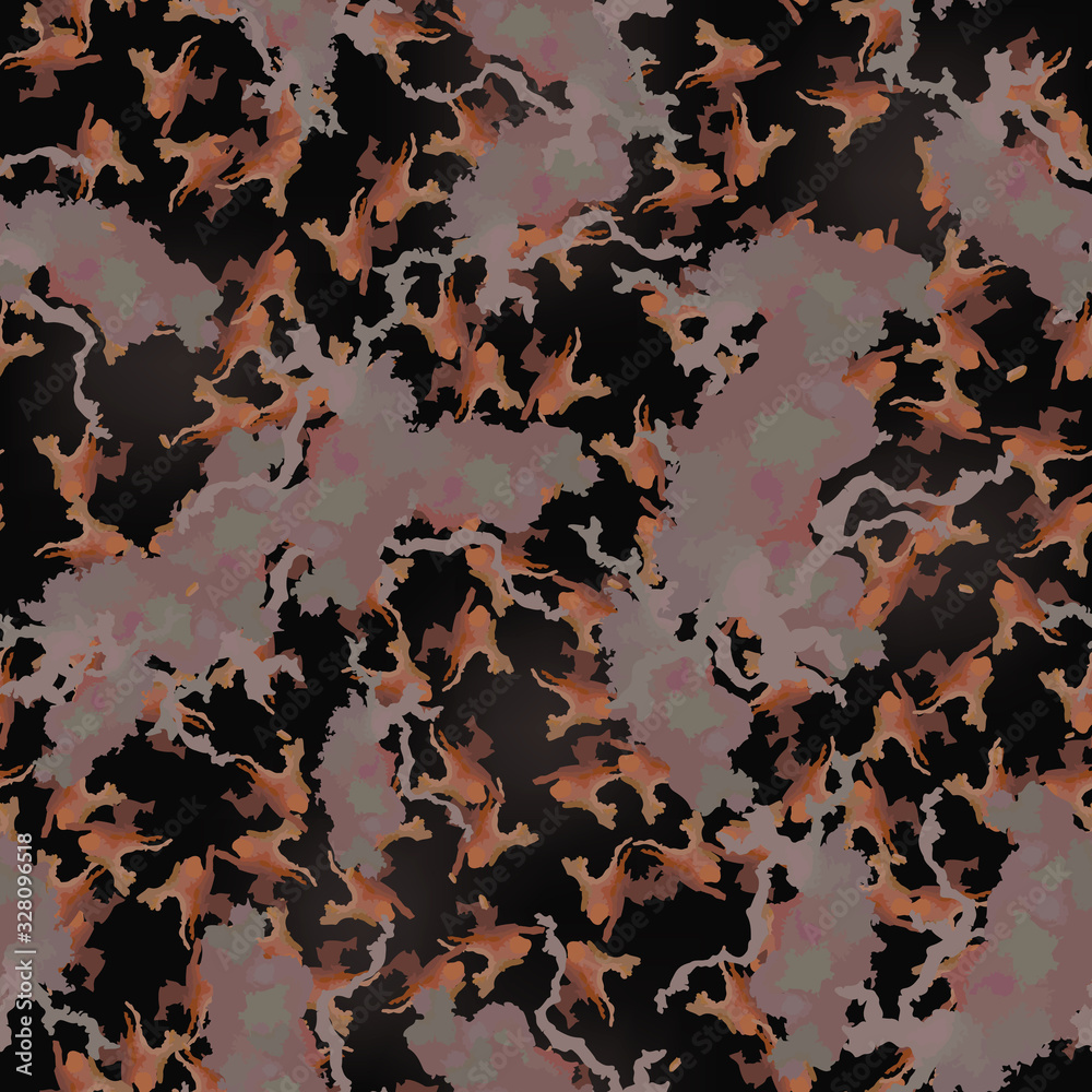 Urban UFO camouflage of various shades of brown, grey, pink and black colors Urban UFO camouflage of various shades of brown, grey, pink and black colors