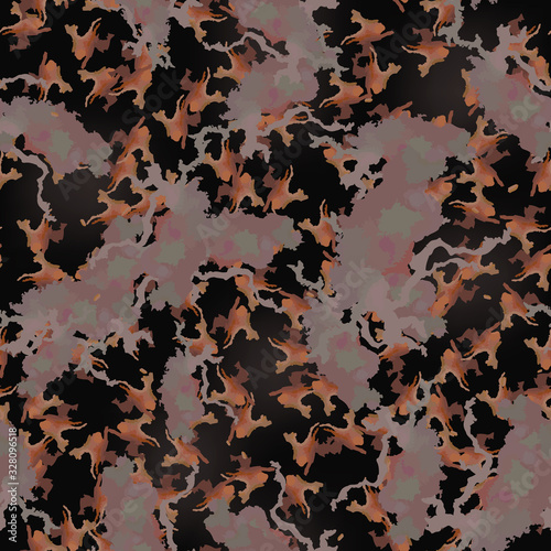 Urban UFO camouflage of various shades of brown, grey, pink and black colors