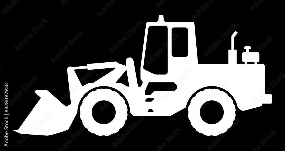 Naklejka premium Silhouette the loader on a dark background.