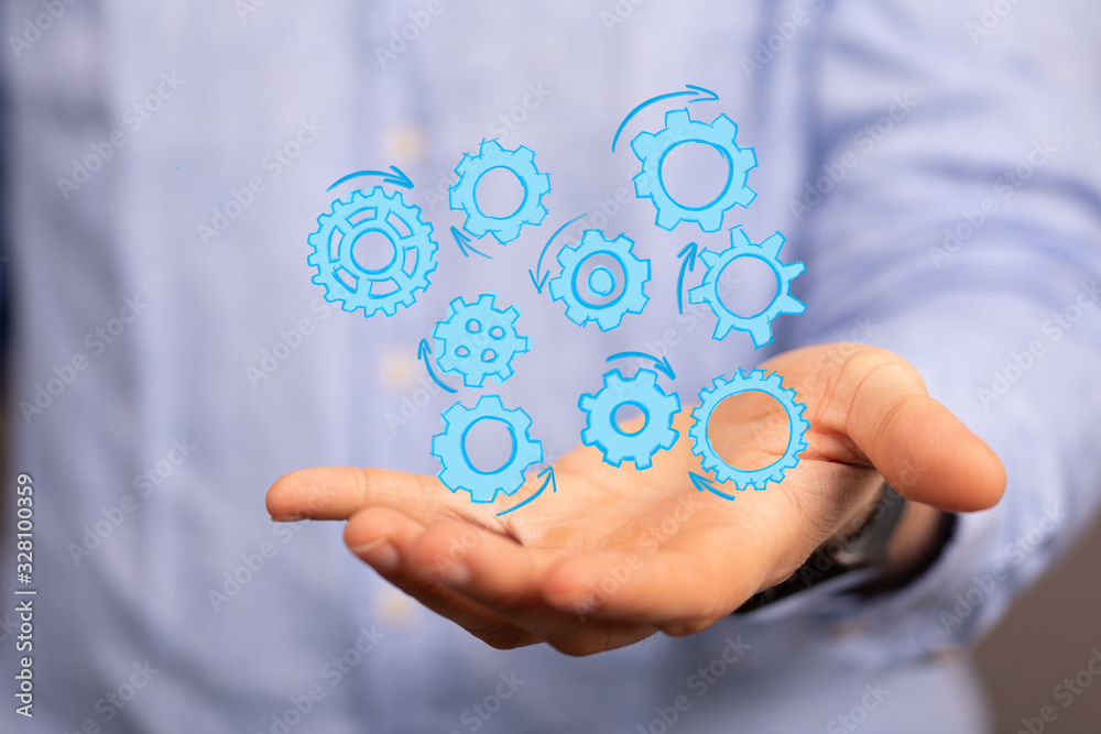 Business, Internet and technology concept. Business select gear icon on virtual screen. Business, Internet and technology concept. Business select gear icon on virtual screen.