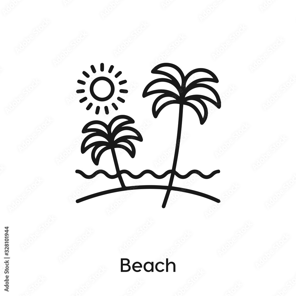 beach icon vector. summer beach icon vector symbol illustration. Modern simple vector icon for your design. beach icon vector	