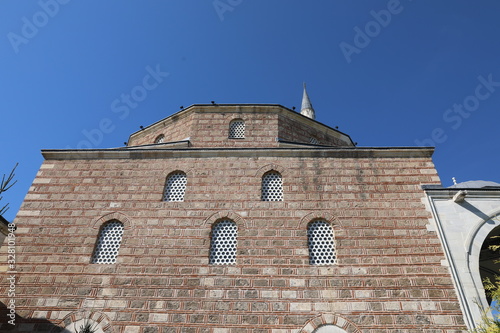 Skopje, Center / North Macedonia - 08.09.2019: South-east facade of the Mustafa Pasha Mosque in Skopje. 