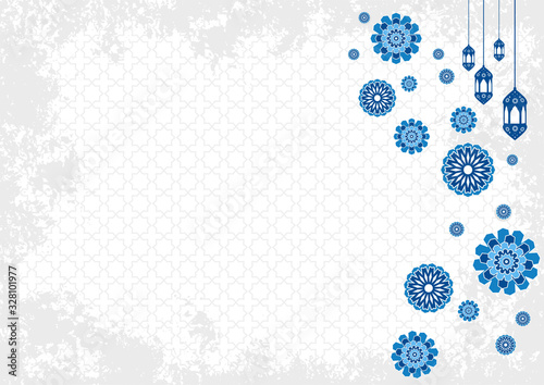 Ramadan background for cover,flyer,brochure,business promotion, islamic culture vector illustration with a blue flower