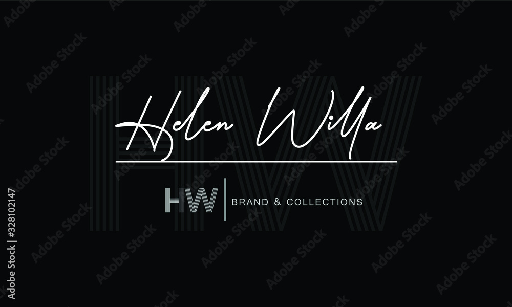 Fototapeta premium logo of h and w in signature shape
