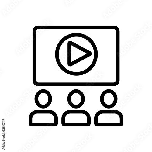 the audience video icon vector. Thin line sign. Isolated contour symbol illustration