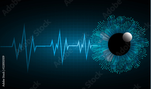 Blue eye cyber circuit future technology concept background