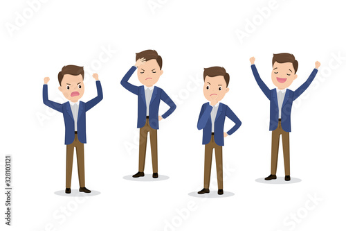 Set of happy and sad businessman,human emotions,