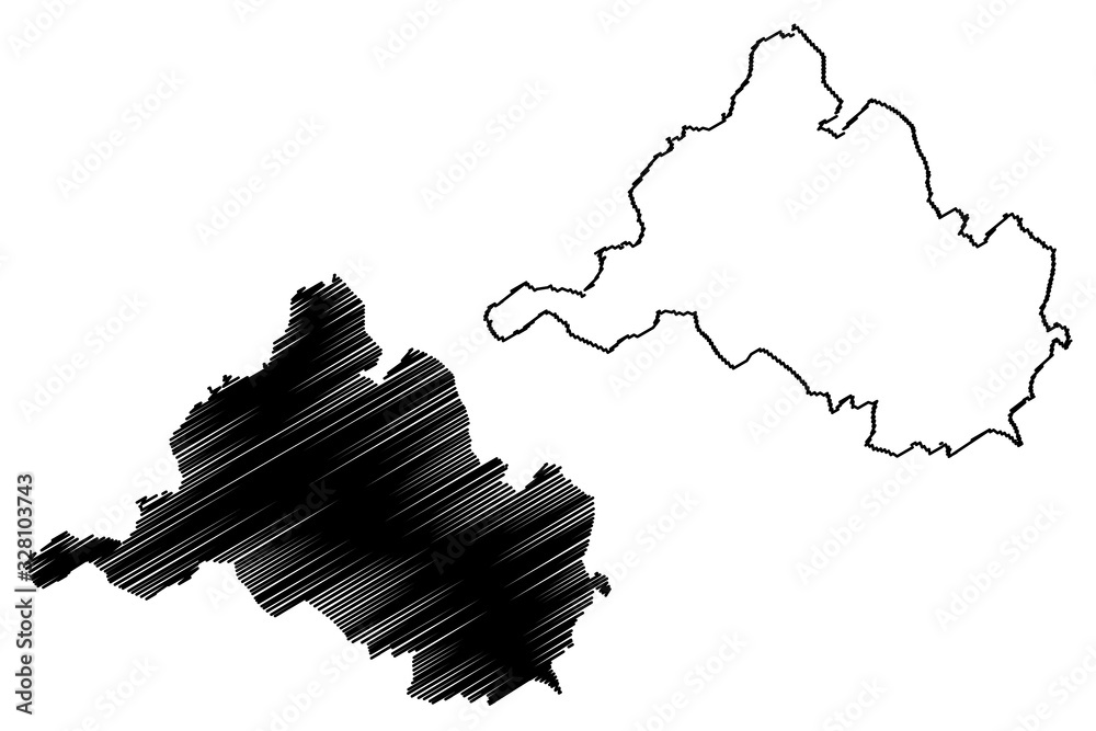 Saarbrucken City (Federal Republic of Germany, Saarland) map vector illustration, scribble sketch City of Saarbrucken map
