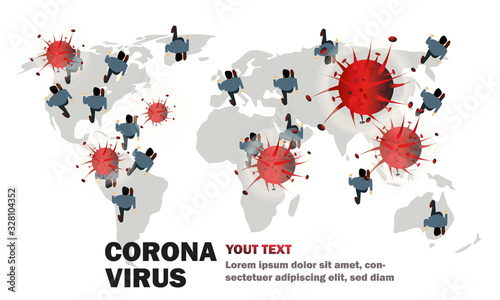 Epidemic flu spreading of world floating influenza virus cells wuhan coronavirus