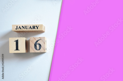 January 16, Empty white - Pink background.
