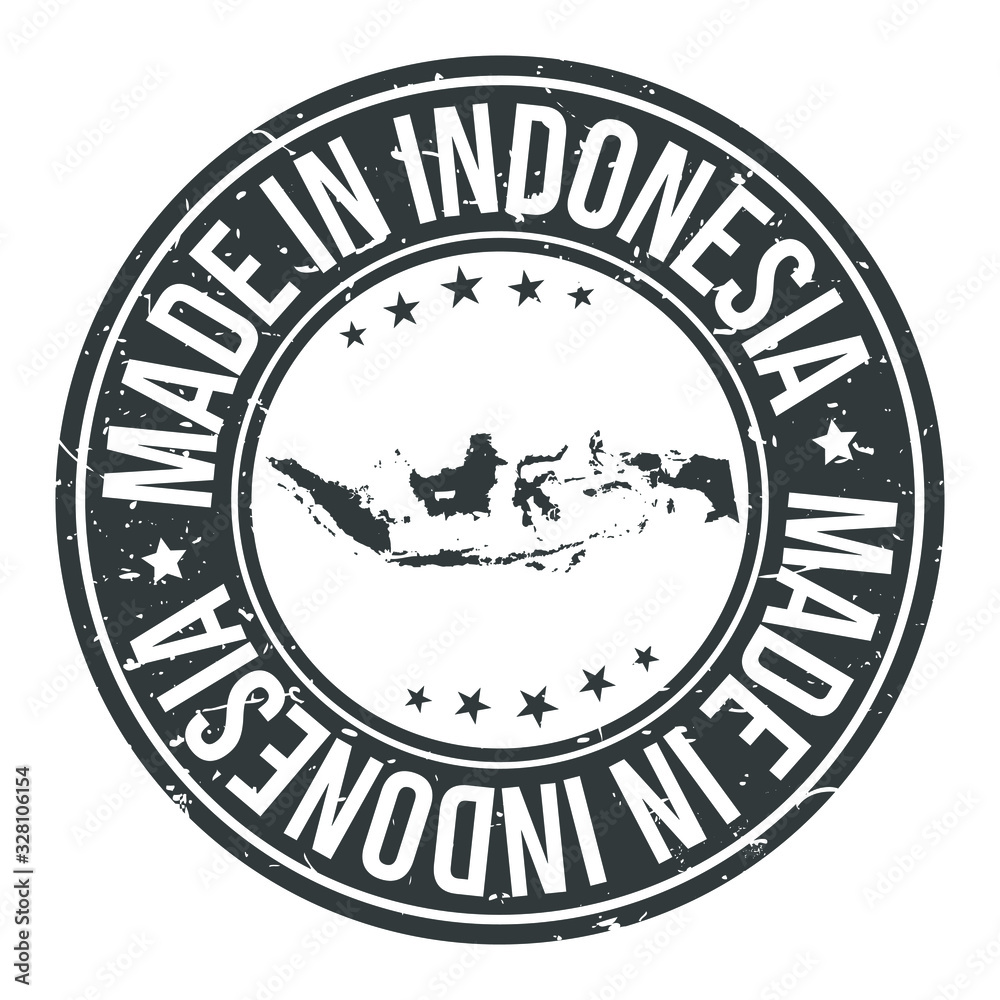 Made in Indonesia Map. Quality Original Stamp Design Vector Art.