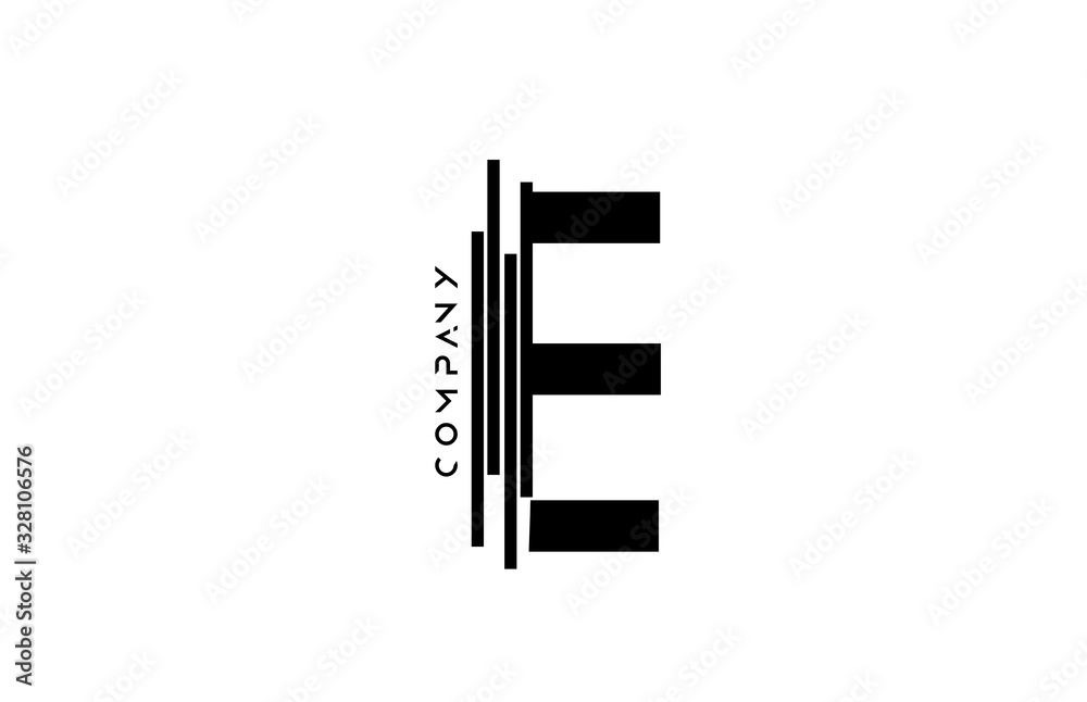 alphabet E black white letter logo design with lines icon for company and business alphabet E black white letter logo design with lines icon for company and business