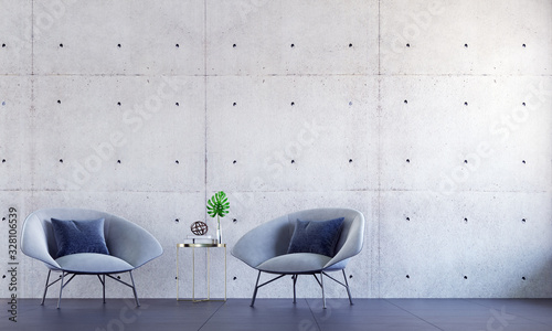 Fotografiet modern lounge and living room inteiror design and concrete wall pattern texture