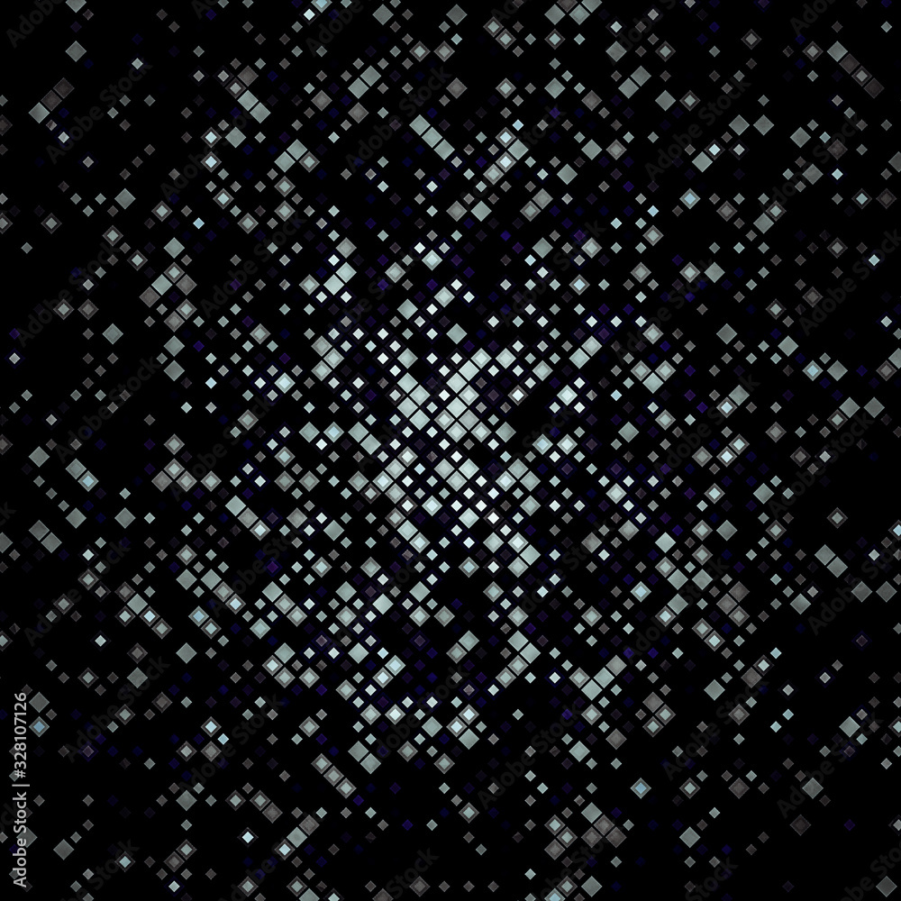 Fototapeta premium Abstract illustration with small squares and pixels.