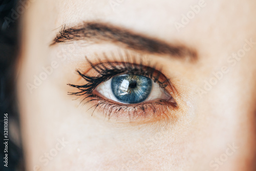 beautiful blue eyes with long eyelashes lenses vision