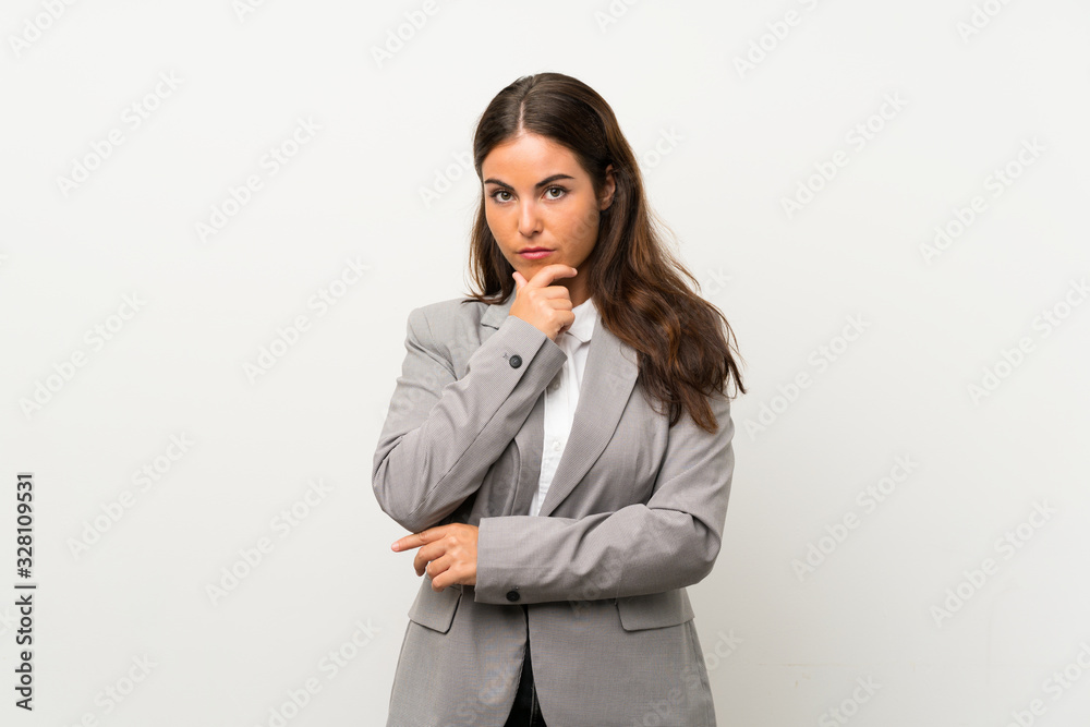 Young business woman over isolated white background laughing Young business woman over isolated white background laughing