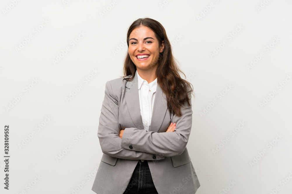 Young business woman over isolated white background laughing Young business woman over isolated white background laughing