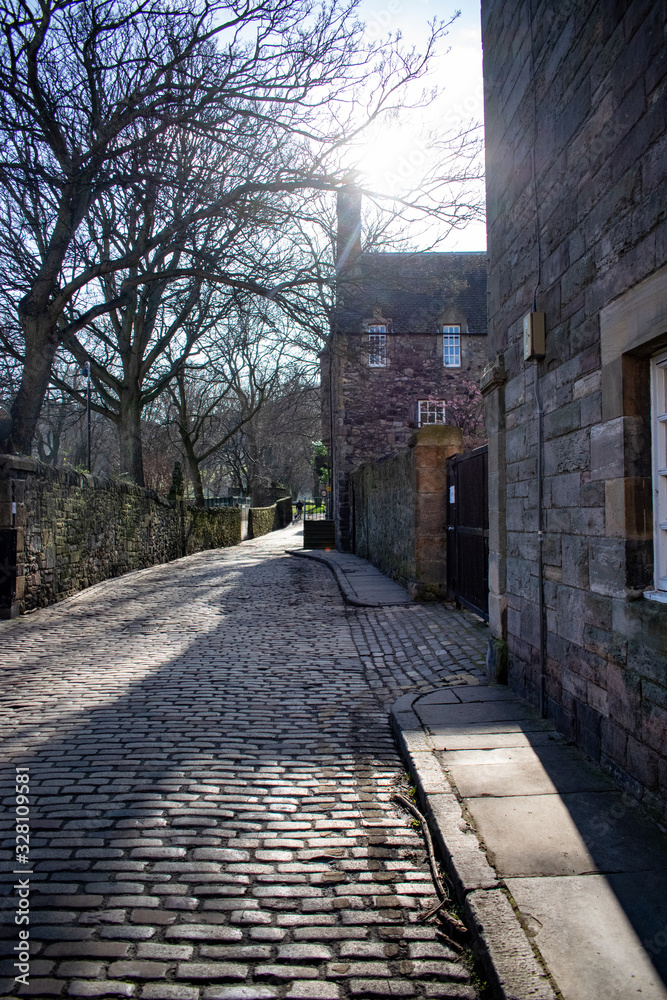 alley in the park of edinburgh in scotland