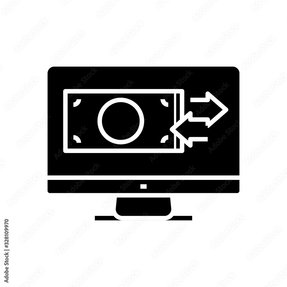 Money transfer black icon, concept illustration, vector flat symbol, glyph sign. Money transfer black icon, concept illustration, vector flat symbol, glyph sign.