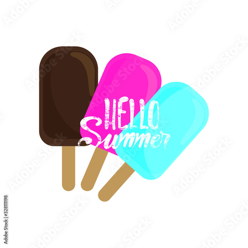 Frozen ice creams, summer background