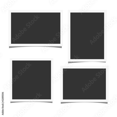 Set of retro realistic vector photo frames with side ratios 3:2, 4:3 and 1:1 placed on white background. Template photo design.