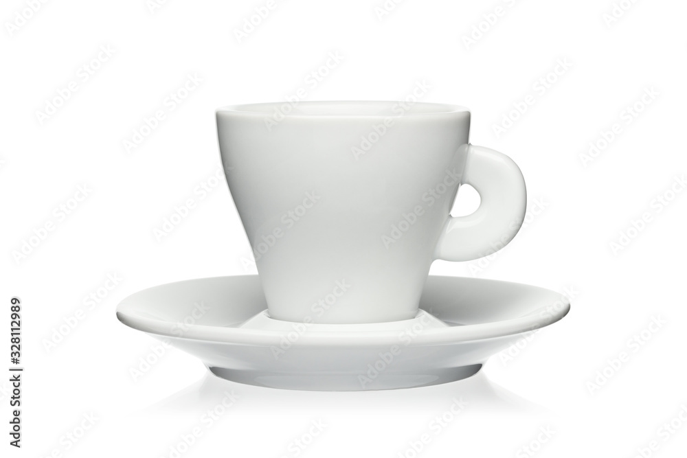 White cup and saucer isolated on a white background. White cup and saucer isolated on a white background.