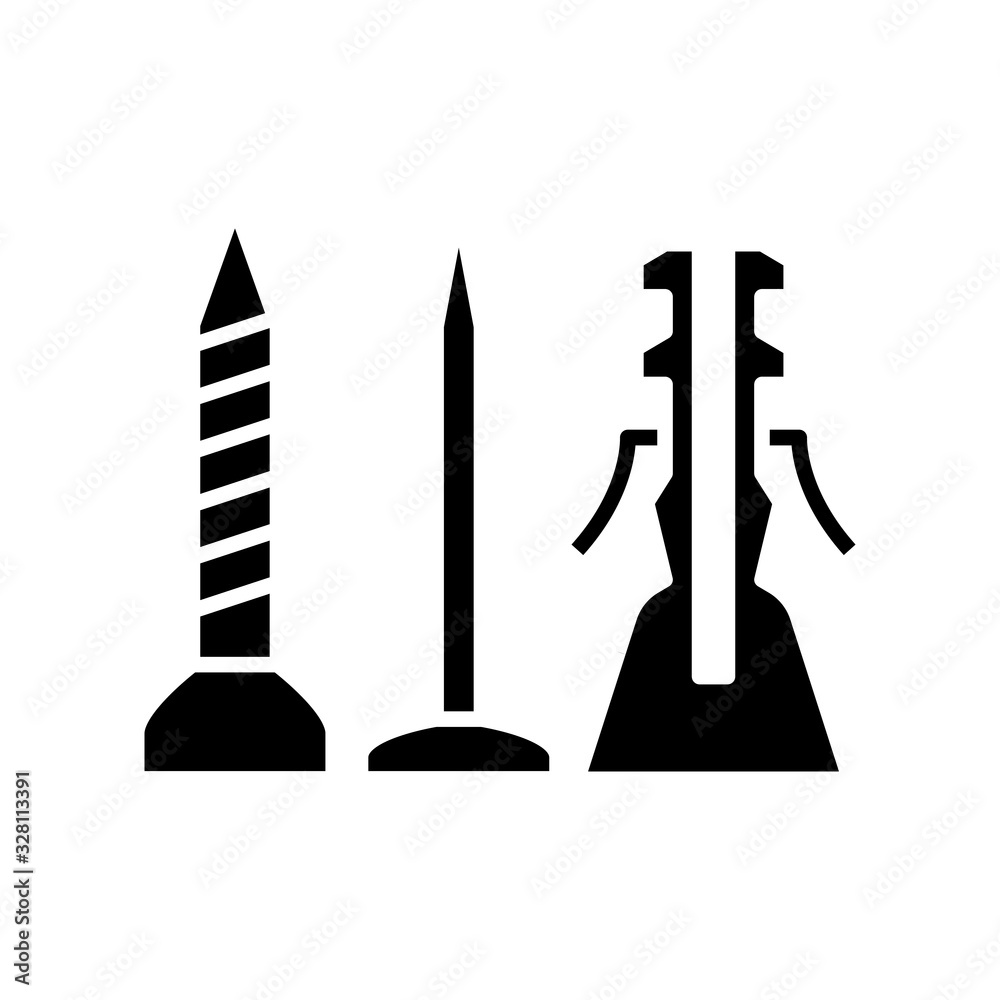 Nail set black icon, concept illustration, vector flat symbol, glyph sign.